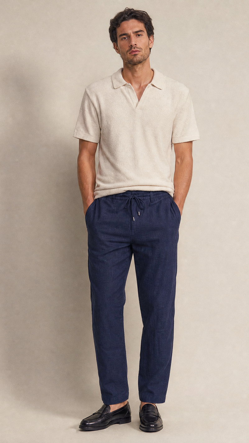 Navy Blue Linen Trouser