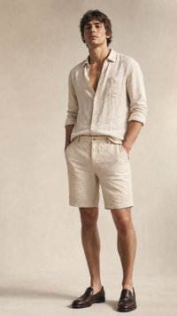 Beige Linen Shorts